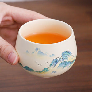 Yuki ceramic tea cup set – Landscape Design – Set of 4
