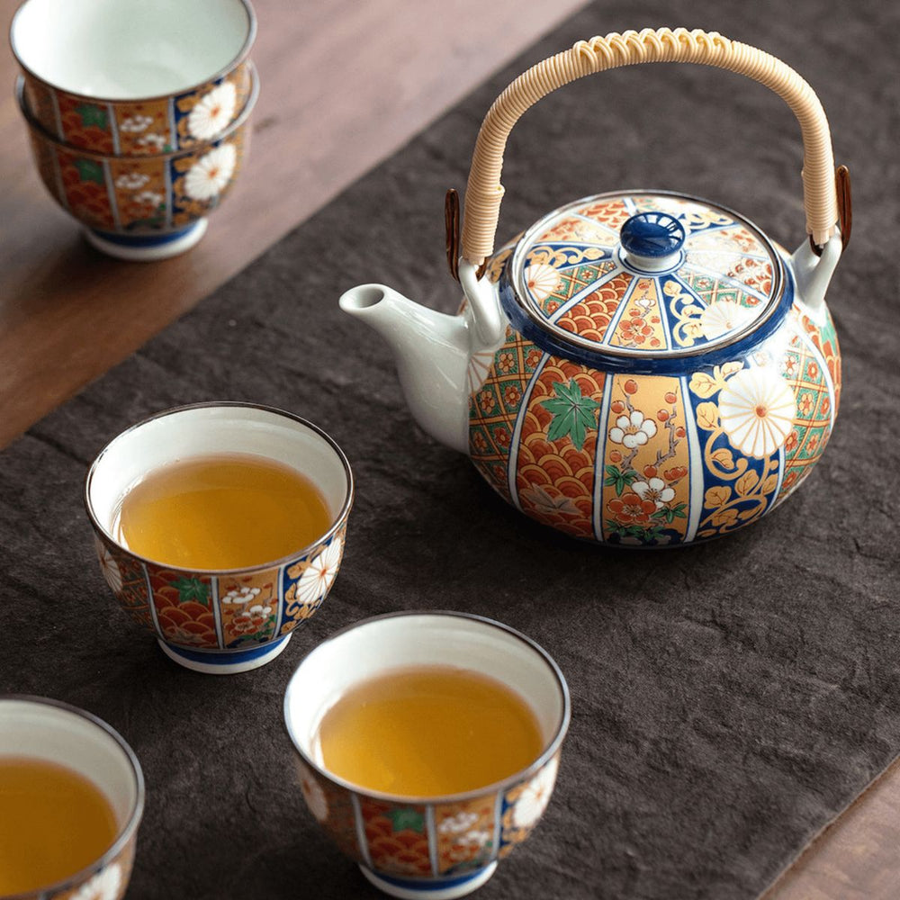 Miyabi Japanese Tea Set – 6-Piece Ceramic Set – Golden Imari