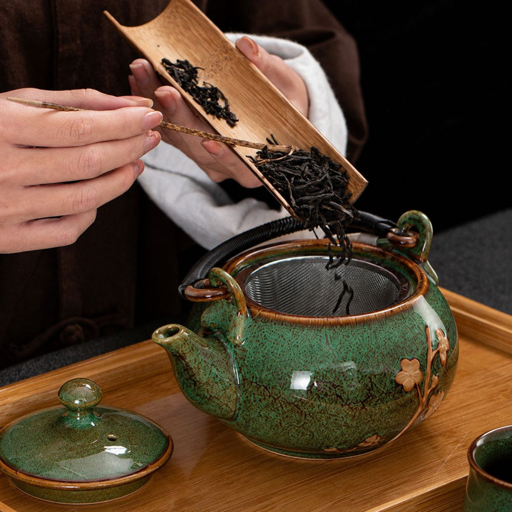 Aiko Japanese Jade porcelain tea set with bamboo tray – Jade Green