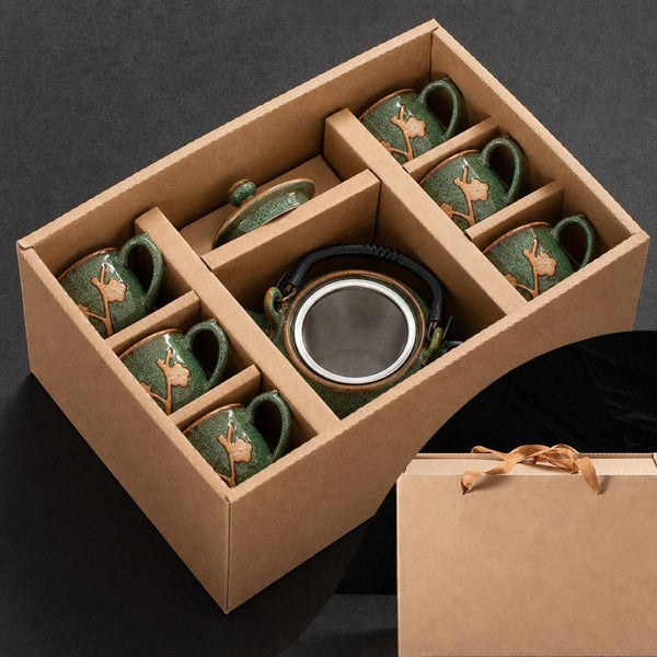 aiko jade green tea pot set box