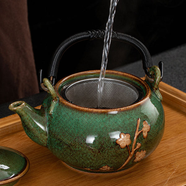 aiko jade green tea pot set pouring
