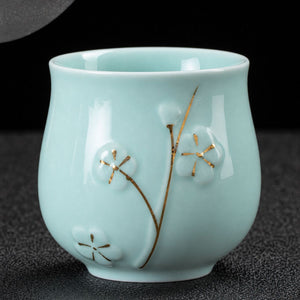aiko celadon blue tea pot set cup