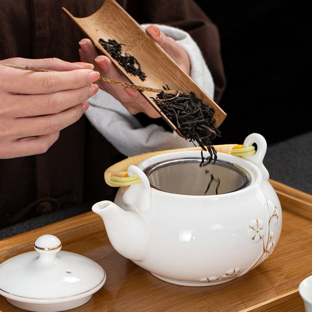 Aiko Japanese Jade porcelain tea set with bamboo tray – Ivory Blossom