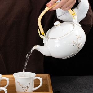Aiko Japanese Jade porcelain tea set with bamboo tray