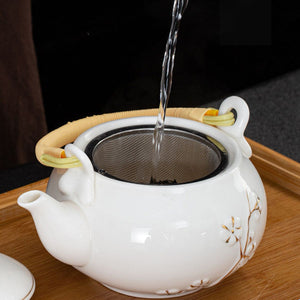 Aiko Japanese Jade porcelain tea set with bamboo tray