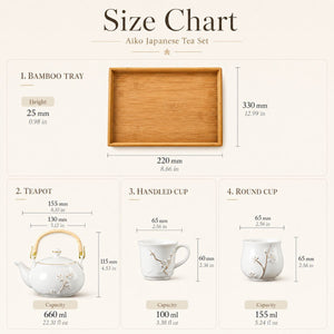 Aiko Japanese Jade porcelain tea set with bamboo tray