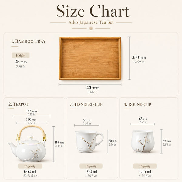 Aiko Japanese Jade porcelain tea set with bamboo tray
