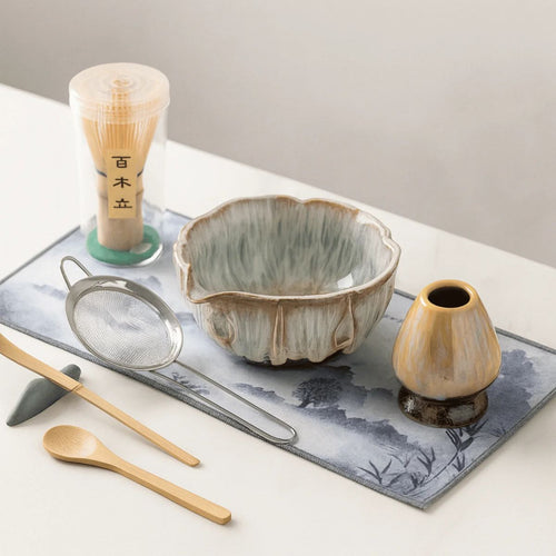 Akane Matcha Set – 8-Piece Kiln-glazed ceremony kit – Beige