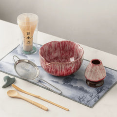 Akane Matcha Set – 8-Piece Kiln-glazed ceremony kit – Red