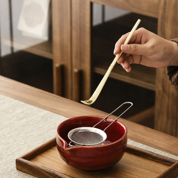 Akari Matcha Set – 5-Piece Ceramic Ceremony Kit – Crimson Red