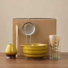 Akari Matcha set – 5-Piece ceramic ceremony kit – Golden Yellow