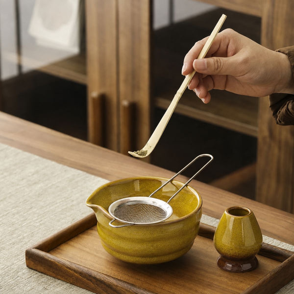 Akari Matcha set – 5-Piece ceramic ceremony kit – Golden Yellow
