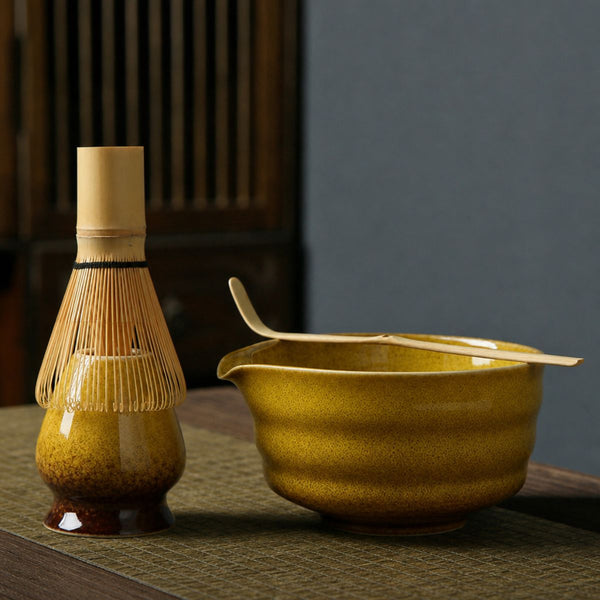Akari Matcha set – 5-Piece ceramic ceremony kit – Golden Yellow