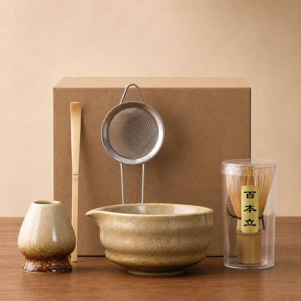 Akari Matcha set – 5-Piece ceramic ceremony kit – Sand Beige
