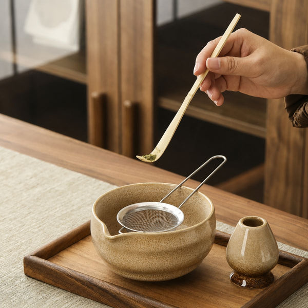 Akari Matcha set – 5-Piece ceramic ceremony kit – Sand Beige