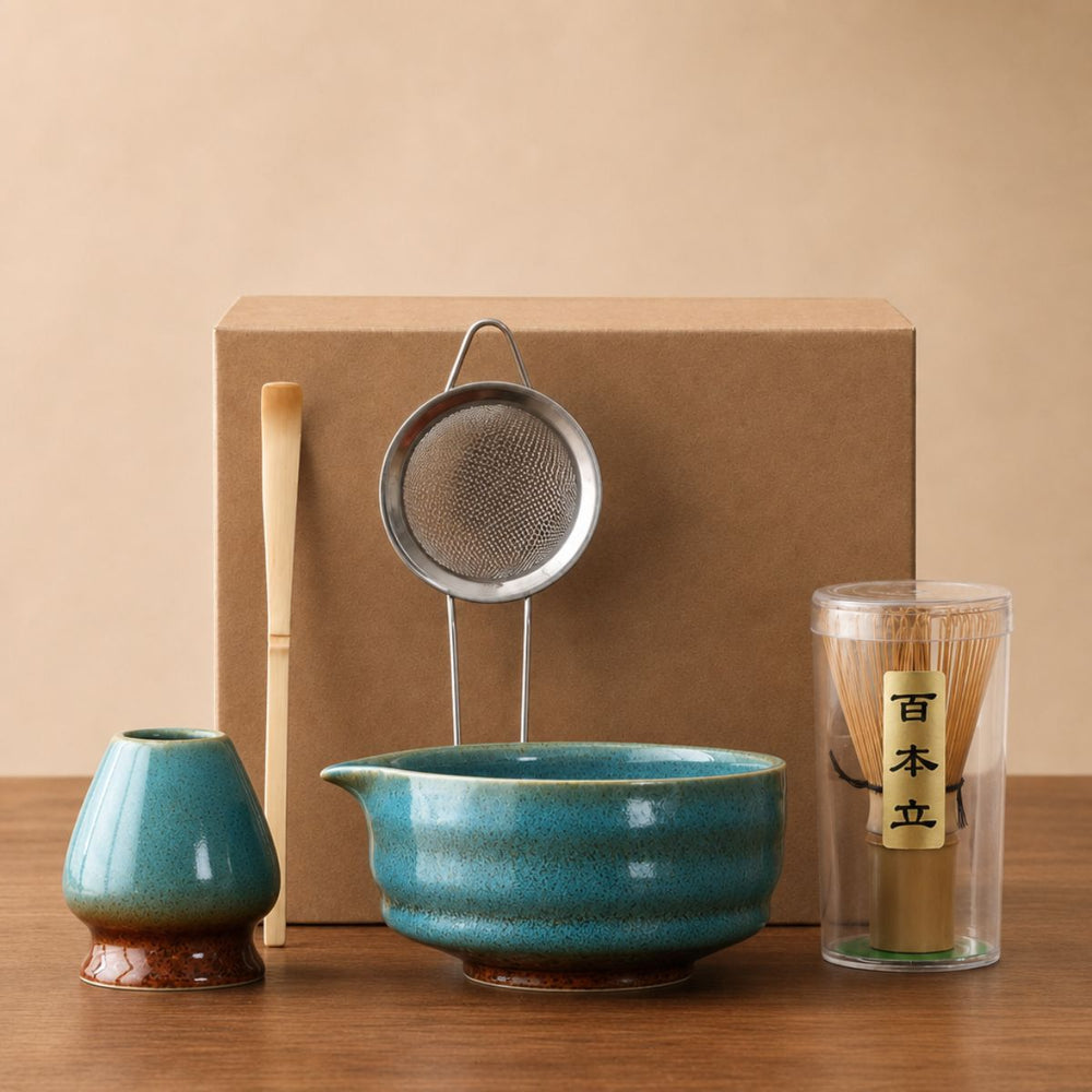 Akari Matcha set – 5-Piece ceramic ceremony kit – Sky Blue