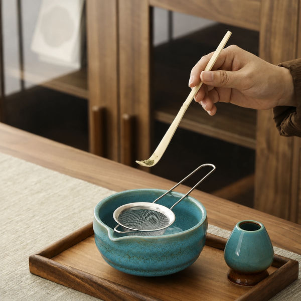 Akari Matcha set – 5-Piece ceramic ceremony kit – Sky Blue