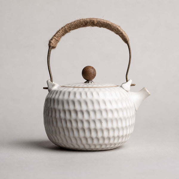 Anji Chinese ceramic teapot – 430ml Textured White