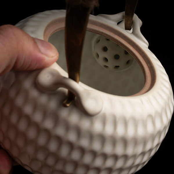 Anji Chinese ceramic teapot – 430ml Textured White