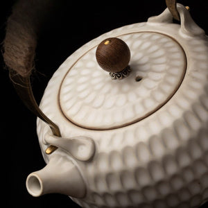 Anji Chinese ceramic teapot – 430ml Textured White