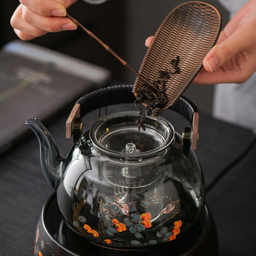 Ayame Glass Teapot with Infuser – Smoked Floral 1200 ml