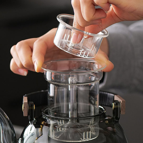 Ayame Glass Teapot with Infuser – Smoked Floral 1200 ml