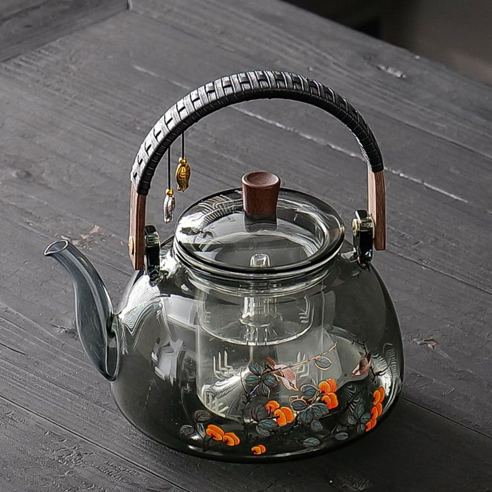 Ayame Glass Teapot with Infuser – Smoked Floral 1200 ml