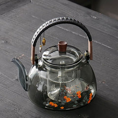 Ayame Glass Teapot with Infuser – Smoked Floral 1200 ml
