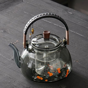 Ayame Glass Teapot with Infuser – Smoked Floral 1200 ml