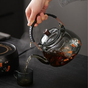 Ayame Glass Teapot with Infuser – Smoked Floral 1200 ml