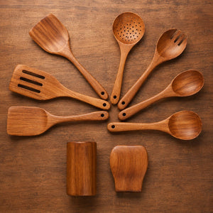 Eren Teak kitchen utensil set – 9 Piece