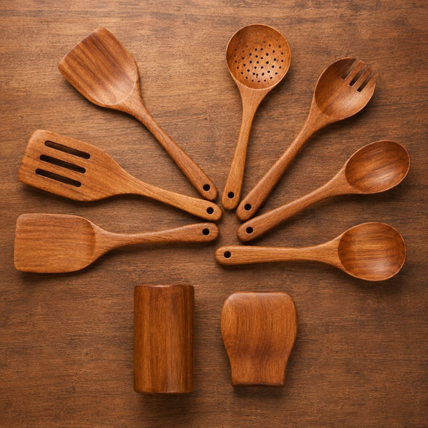 Eren Teak kitchen utensil set – 9 Piece
