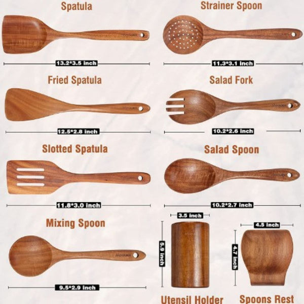 Eren Teak kitchen utensil set – 9 Piece