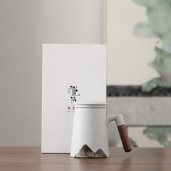 Hakone ceramic tea mug with infuser – Mountain White