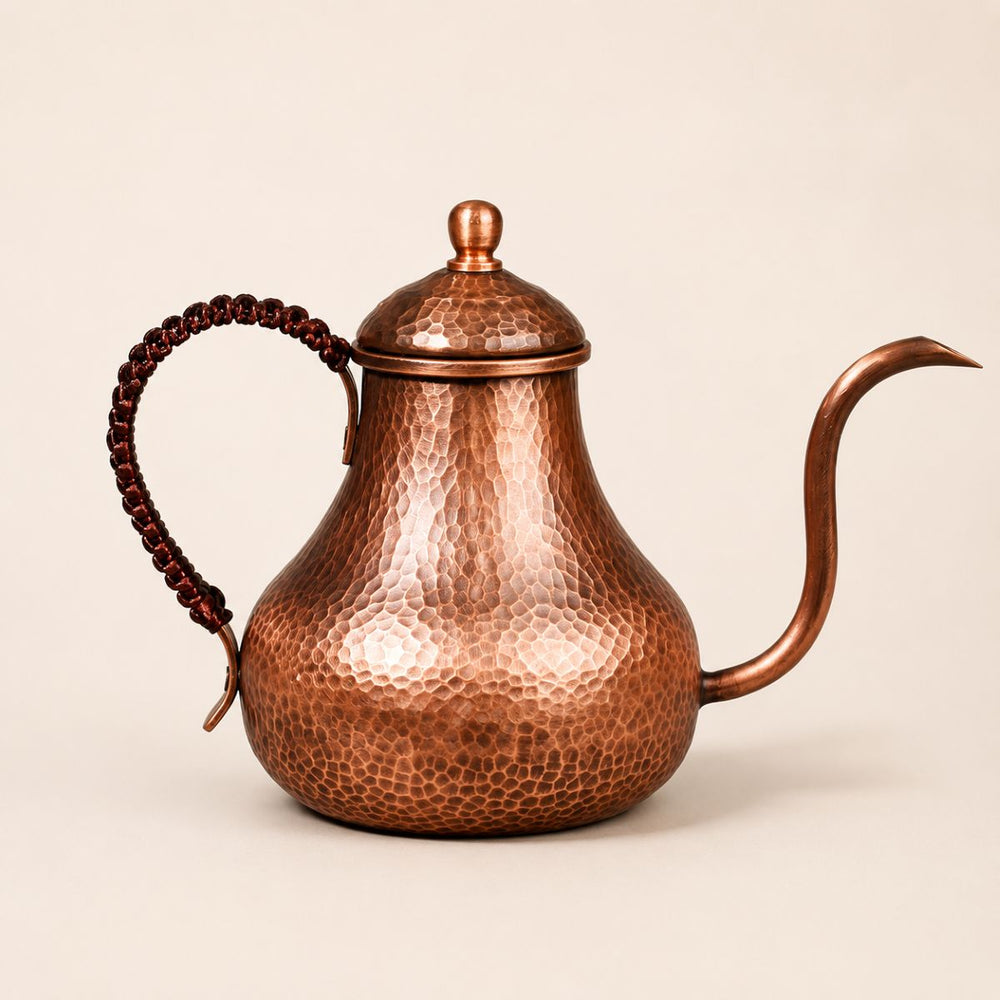 Jade Copper Gooseneck Kettle – 700ml Hammered Finish