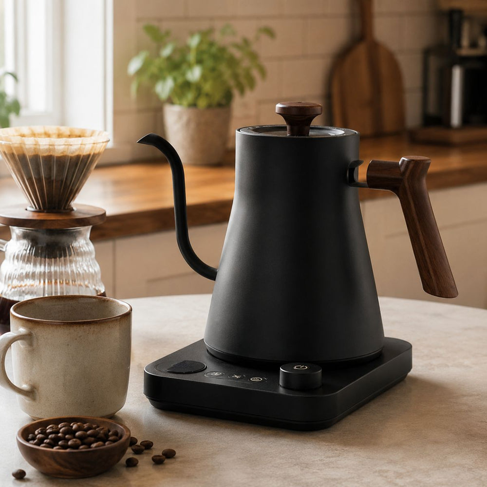 Kairo Electric gooseneck kettle with temperature control – 0.9L, 1200W - Matte Black