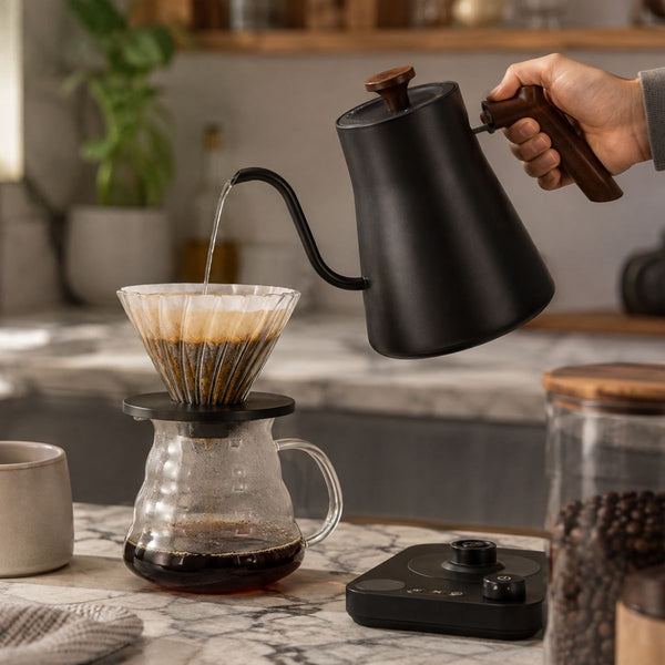 Kairo Electric gooseneck kettle with temperature control – 0.9L, 1200W - Matte Black