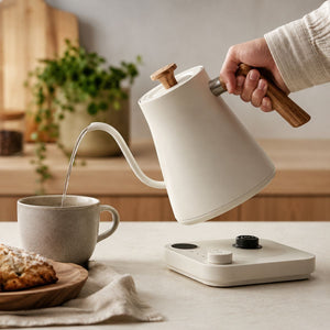 Kairo Electric gooseneck kettle with temperature control – 0.9L, 1200W - Warm White