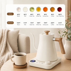 Kairo Electric gooseneck kettle with temperature control – 0.9L, 1200W - Warm White