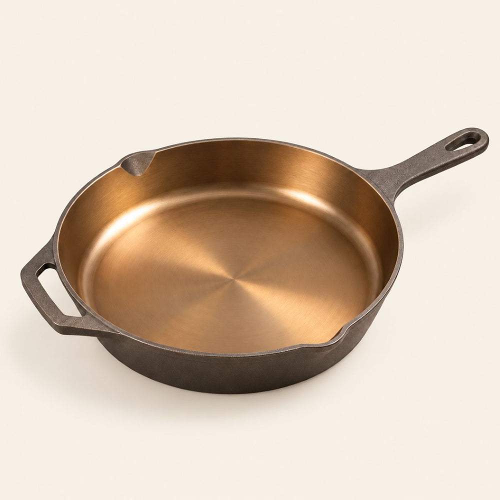 Kazan cast iron skillet pan with its flat base