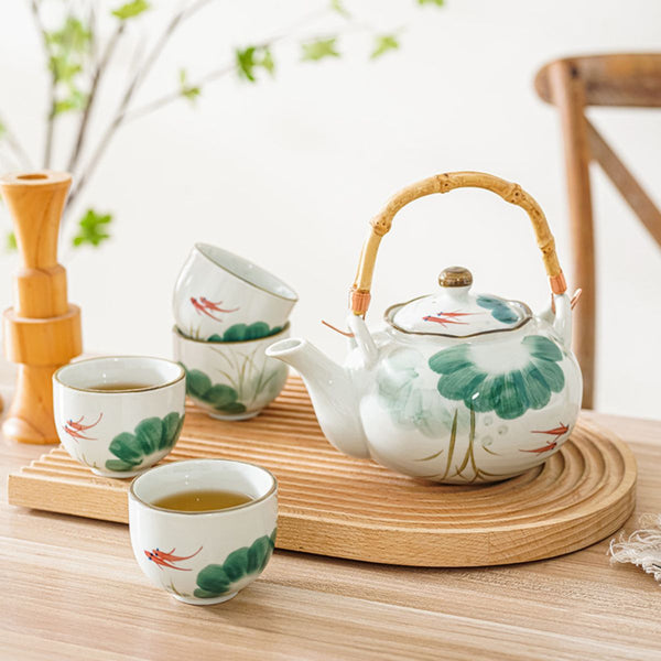 Kingyo Japanese Tea Set – Hand-Painted Ceramic – 5-Piece
