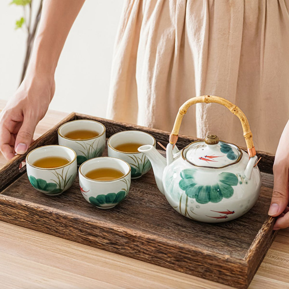 Kingyo Japanese Tea Set – Hand-Painted Ceramic – 5-Piece