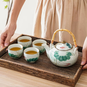 Kingyo Japanese Tea Set – Hand-Painted Ceramic – 5-Piece