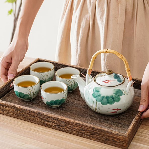 Kingyo Japanese Tea Set – Hand-Painted Ceramic – 5-Piece