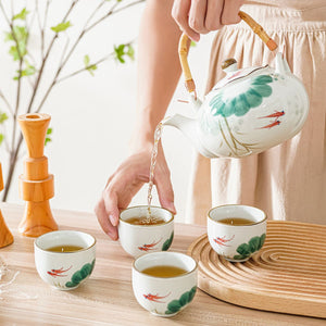 Kingyo Japanese Tea Set – Hand-Painted Ceramic – 5-Piece