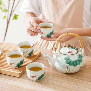 Kingyo Japanese Tea Set – Hand-Painted Ceramic – 5-Piece