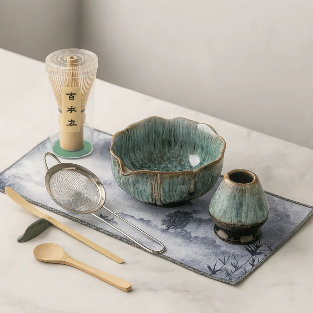 Akane Matcha Set – 8-Piece Kiln-glazed ceremony kit – Green