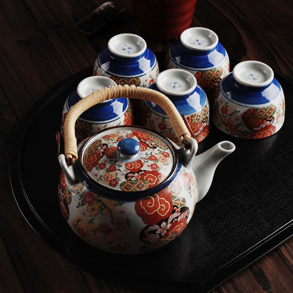 Miyabi Japanese Tea Set – 6-Piece Ceramic Set – Sakura Blossom