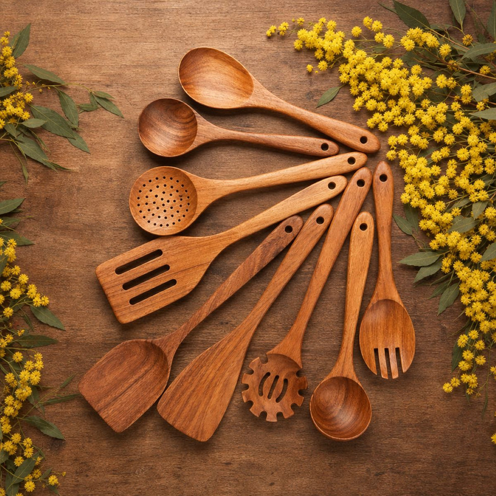 Mori Wooden Kitchen Utensils Set – 9-Piece Acacia Wood