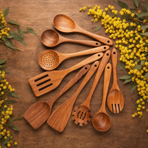 Mori Wooden Kitchen Utensils Set – 9-Piece Acacia Wood